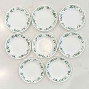 CORELLE WINTER HOLLY Plates 6.75" Bread Dessert Side Christmas Holiday SET OF 8